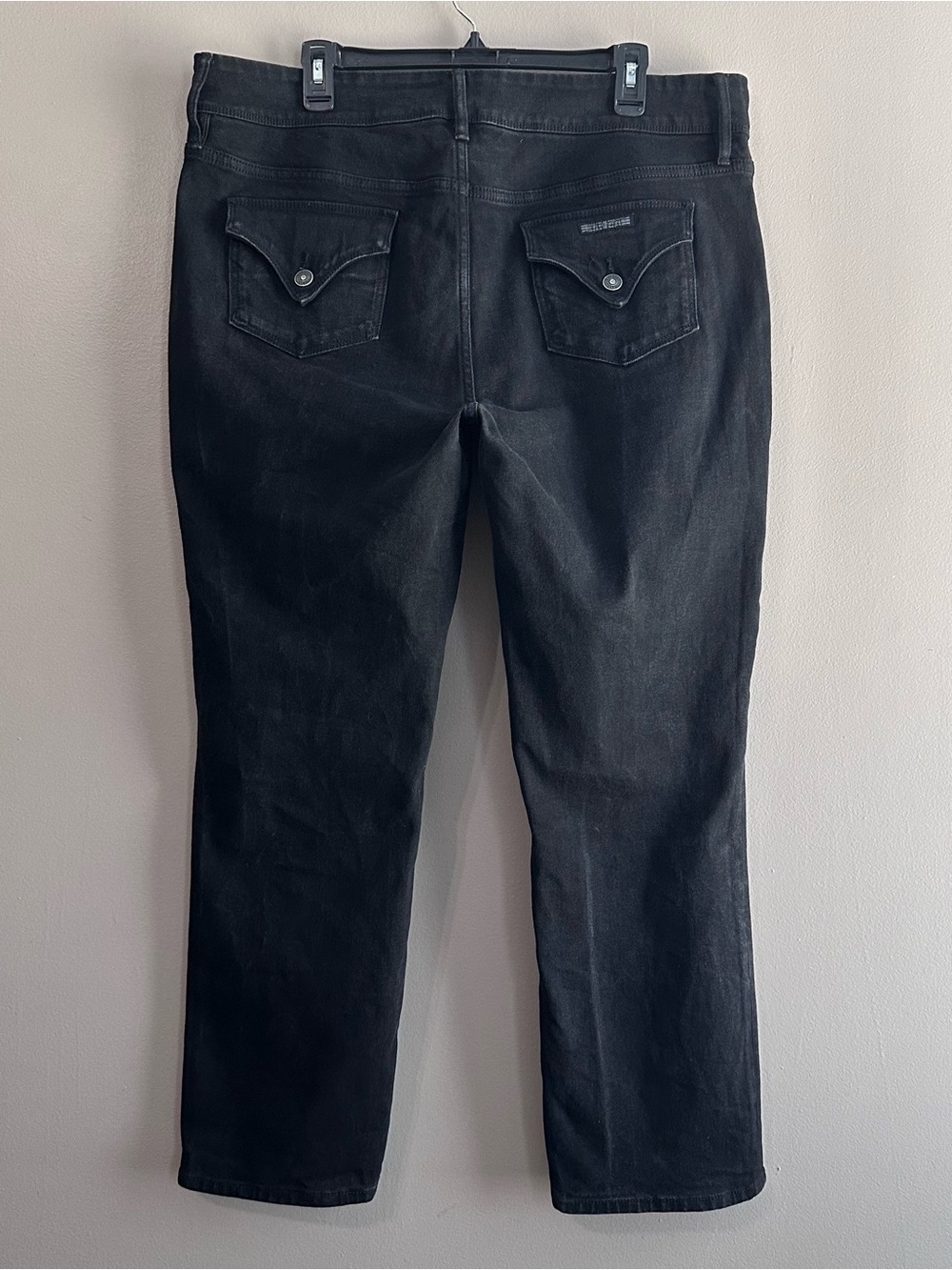 Hudson Classic Black Straight Leg Denim Jeans Womens 16 Flap Pockets